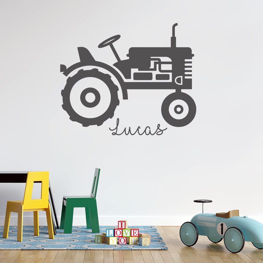 Muursticker Tractor met naam