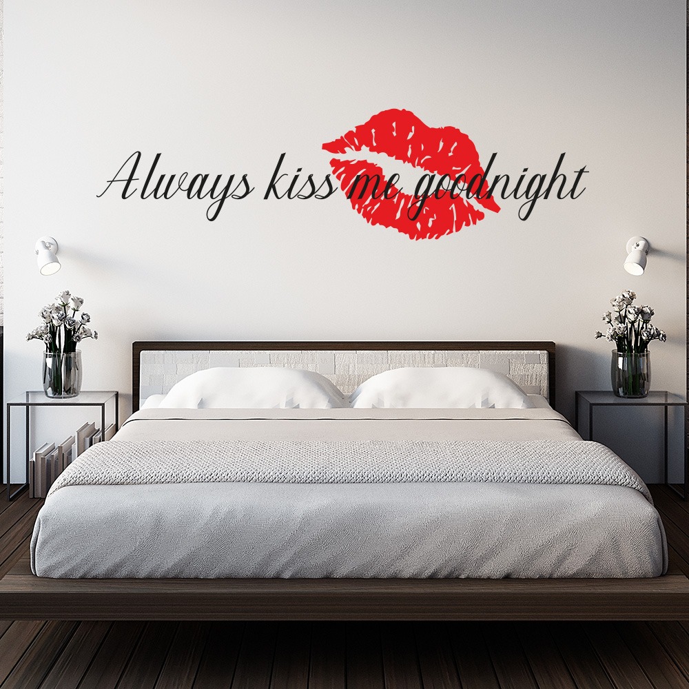 Slaapkamer muursticker Always kiss me goodnight