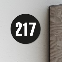 Huisnummerbordje Zwart rond | 8 cm